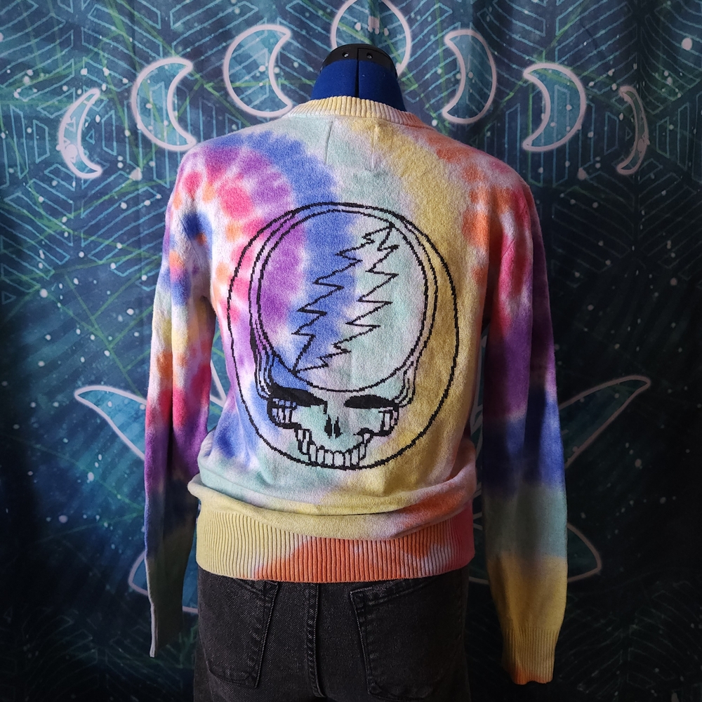Tie-Dye Skull Crewneck Sweater - Multicolor